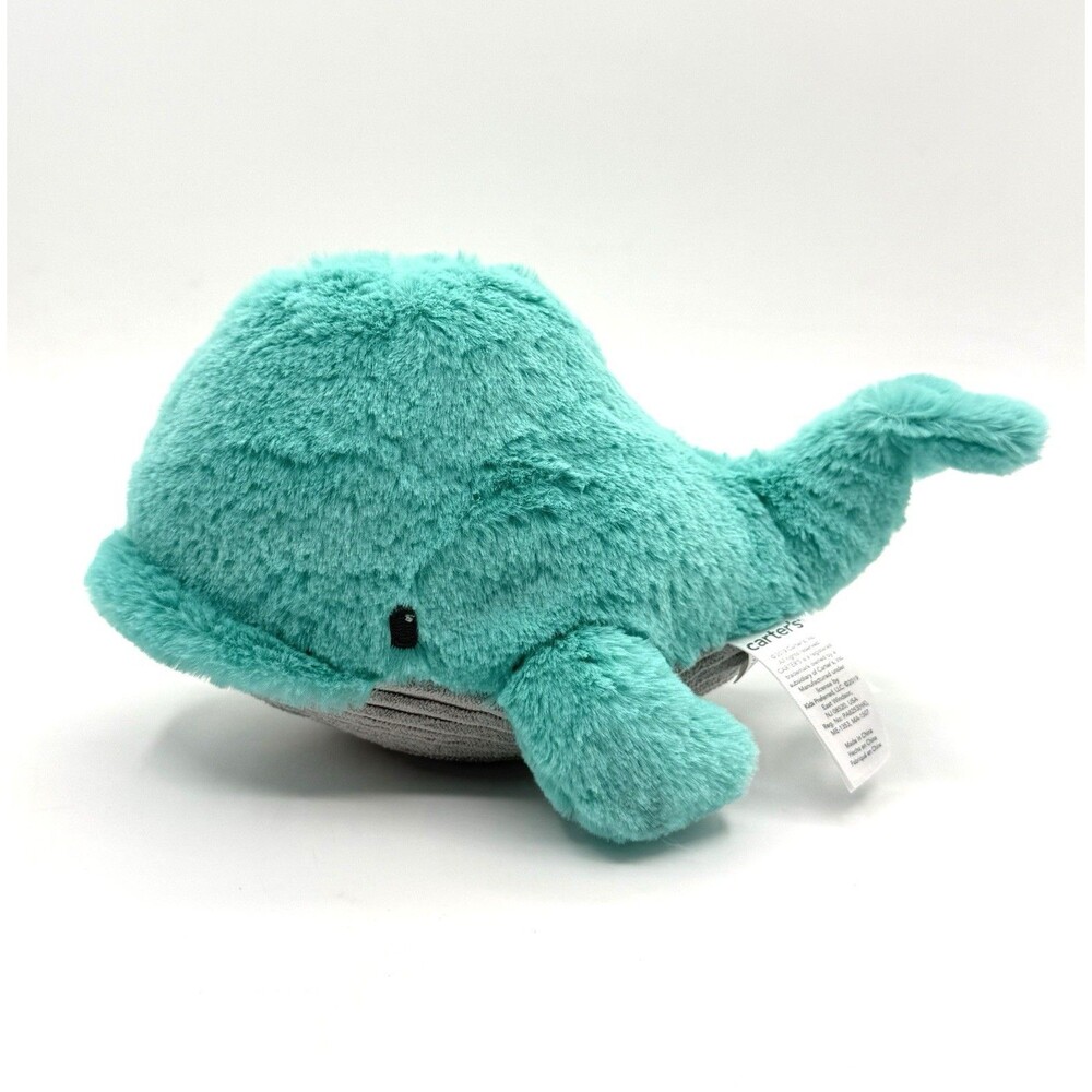 Carters Baby Whale Plush 8" Ribbed Turquoise Blue Gray Small Stuffed Animal 2019